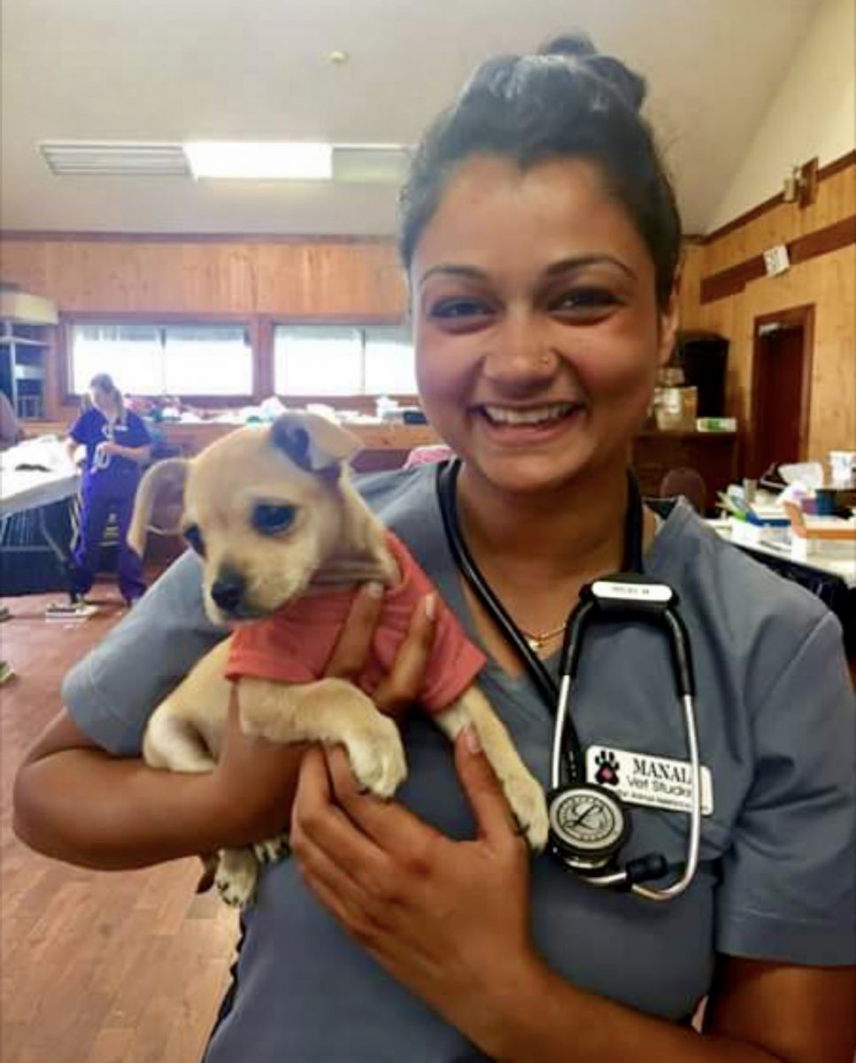 Veterinary student with dog